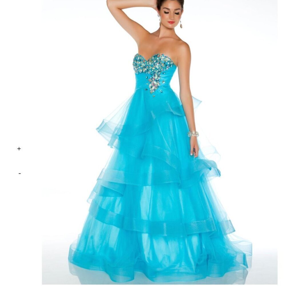 Mac Duggal Y2K Aqua formal ball gown 61405H